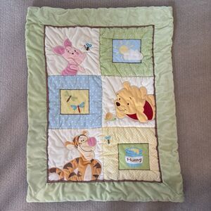 Vintage Winnie the Pooh Crib Baby Blanket Comforter Quilt Dragonflies Nature